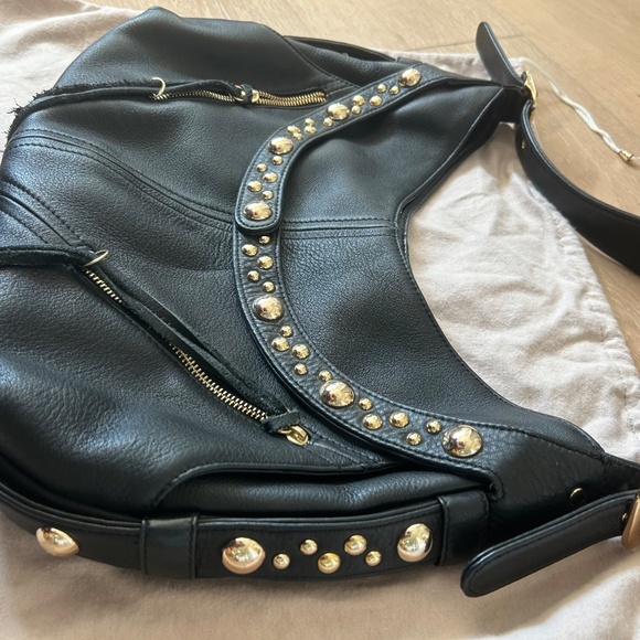 Large Botkier Studded Black Leather Shoulder Bag Barely Used Storage Bag - Picture 2 of 11
